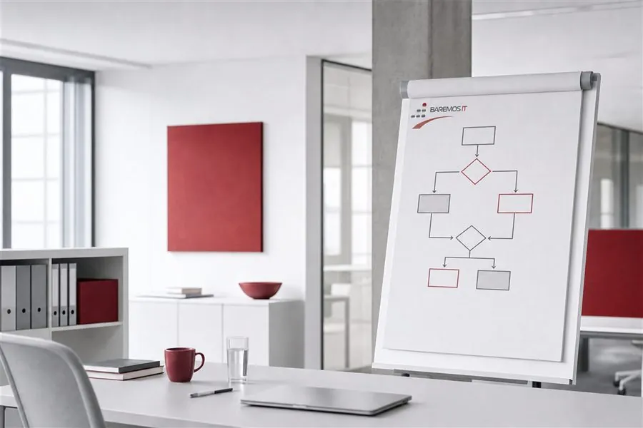 Projektmanagement Flipchart mit Ablaufdiagramm