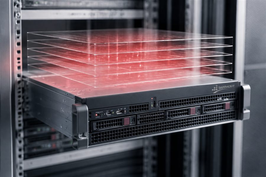 Server im Rack mit symbolisierten virtuellen Ebenen